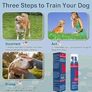 Spray Corrector Dog Trainer 70ml 3 Pack Dog Corrector Spray for Dog to Stops Barking, Jumping Up, Place Avoidance, Food Stealing, Unwanted Behaviour. Spray Corrector Dog Trainer 70ml 3 Pack Dog Corrector Spray for Dog to Stops Barking, Jumping Up, Place Avoidance, Food Stealing, Unwanted Behaviour.