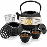 DIMONO® Asiatische Teetassen Gusseisen 80ml traditionelles 2er Set schwarz