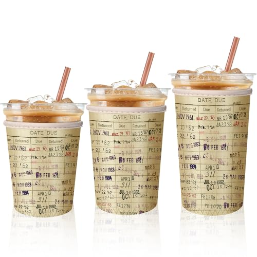 Image of Qinyoung 3 Pack Book Lovers Gifts Bookish Cup Sleeves,Due Date Card