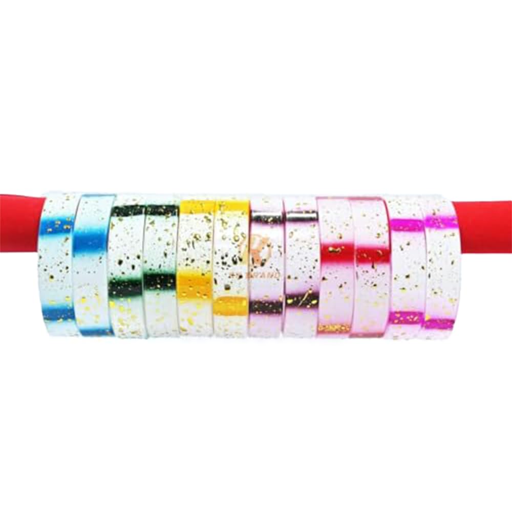 GenericKK BRAND Glitter Unjointed Glass Bangles (Pack of 12)