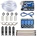 WayinTop Automatische Bewässerung Garten DIY Kit mit Tutorial, Entwicklungsboard mit USB Kabel + 4 Kanal 5 V Relais + 4pcs Bodenfeuchtesensor + 4pcs Mini Wasserpumpe + 5M PVC Schlauch + Jumper Wire