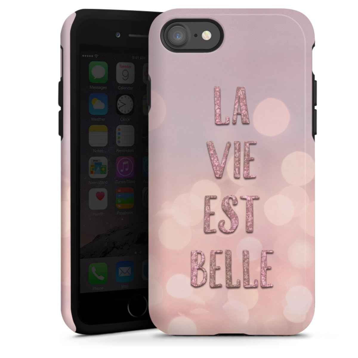 DeinDesign Coque Compatible avec Apple iPhone SE (2020) Coque renforcée Coque Antichoc Paillettes Look Déclaration Dictons