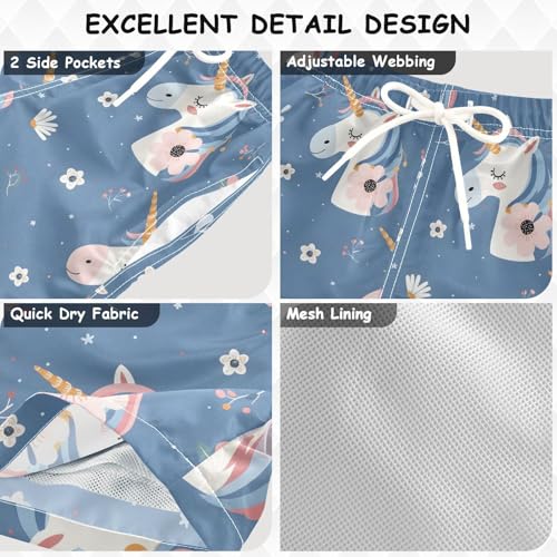 Cute Unicorn Head A Boys Swim Trunks Toddler Shorts Swimwear Boardshorts3