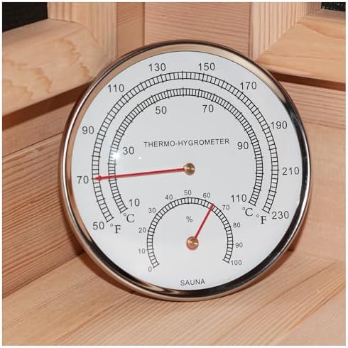 amocane 2 in 1 Sauna Fahrenheit Thermometer, Sauna Thermometer Hygrometer, Indoor Precise Temperature Humidity Gauge for Saunas, Sauna Accessories for Any Barrel or Infrared or Steam Saunas Room