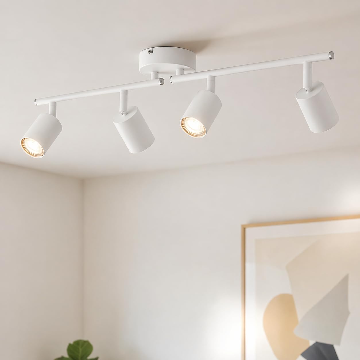 Gr4tec Deckenstrahler Weiß 4 Flammig, GU10 Deckenlampe Strahler Schwenkbar