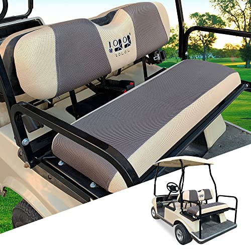 9.99WORLD MALL Golf Cart Rear Seat Covers Set, Golf Cart Back Bench Seat Covers Fits for Club Car EZGO Yamaha, Breathable Washable Mesh Cloth Cushion Seat Covers