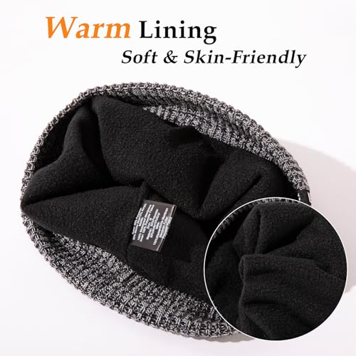 Image of Oversized L /XL /XXL DryKnit Waterproof Merino Wool Blend Beanie Fleece Lined Knit Hat for All-Weather Winter