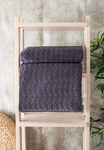BAGNO MILANO Turkish Bath Towels, Soft Plush Jacquard Luxury Bath Towels, Quick Dry Towel Set (Grey, 6 pcs Towel Set) - Image 6