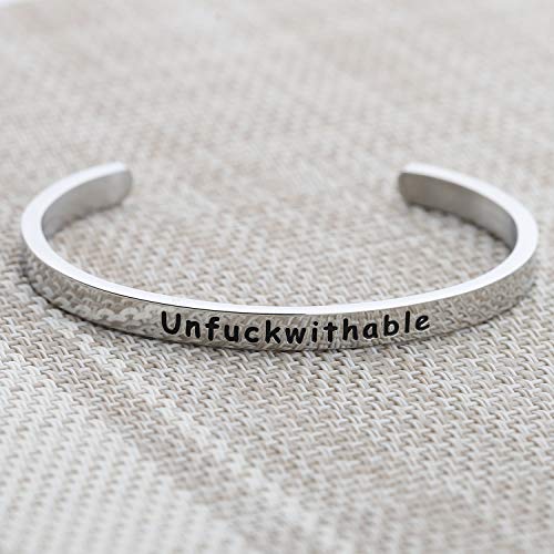 Myospark Hand Stamped Unfuckwithable Cuff Bangle Bracelet Inspirational Gift For Graduate Feminist (Unfuckwithable Cuff) #TOP4