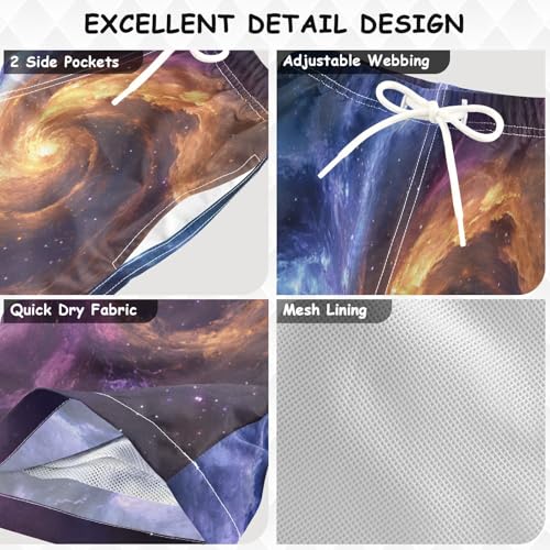 Blue Yellow Galaxy Swim Trunks for 8-12 Years Swim Beach Shorts Kids Swimwear Board Shorts Bathing Suit Hawaii Essentials3