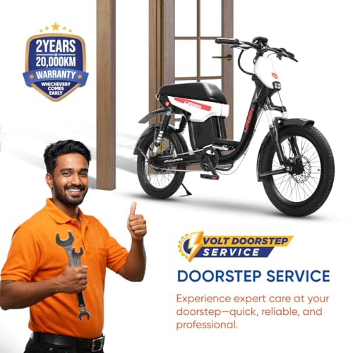 Image of Motovolt URBN E Bike | URBN Standard Long Range | Range up to 120 Kms in Pedal Assist Mode | Electric Cycle (Red & White)