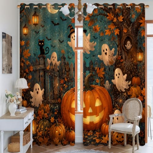 Rideaux occultants Halloween pour chambre à coucher cocooning