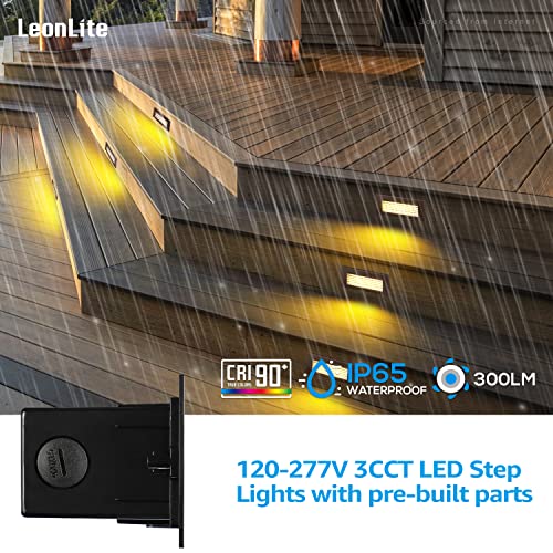 Leonlite Dimmable Led Step Lights 120V-277V, 2700K/3000K/4000K 3Cct Selectable, 4.5W 300Lm Anti-Glare Led Deck Steps Stair Lights Outdoor, Ip65 Waterproof, Cri 90 & Etl, Oil Rubbed Bronze #TOP1