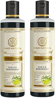 Khadi Natural Ayurvedic Amla and Bhringraj Hair Cleanser/Shampoo, SLS and Paraben Free, 210ml (Pack of 2) by Khadi Natural
