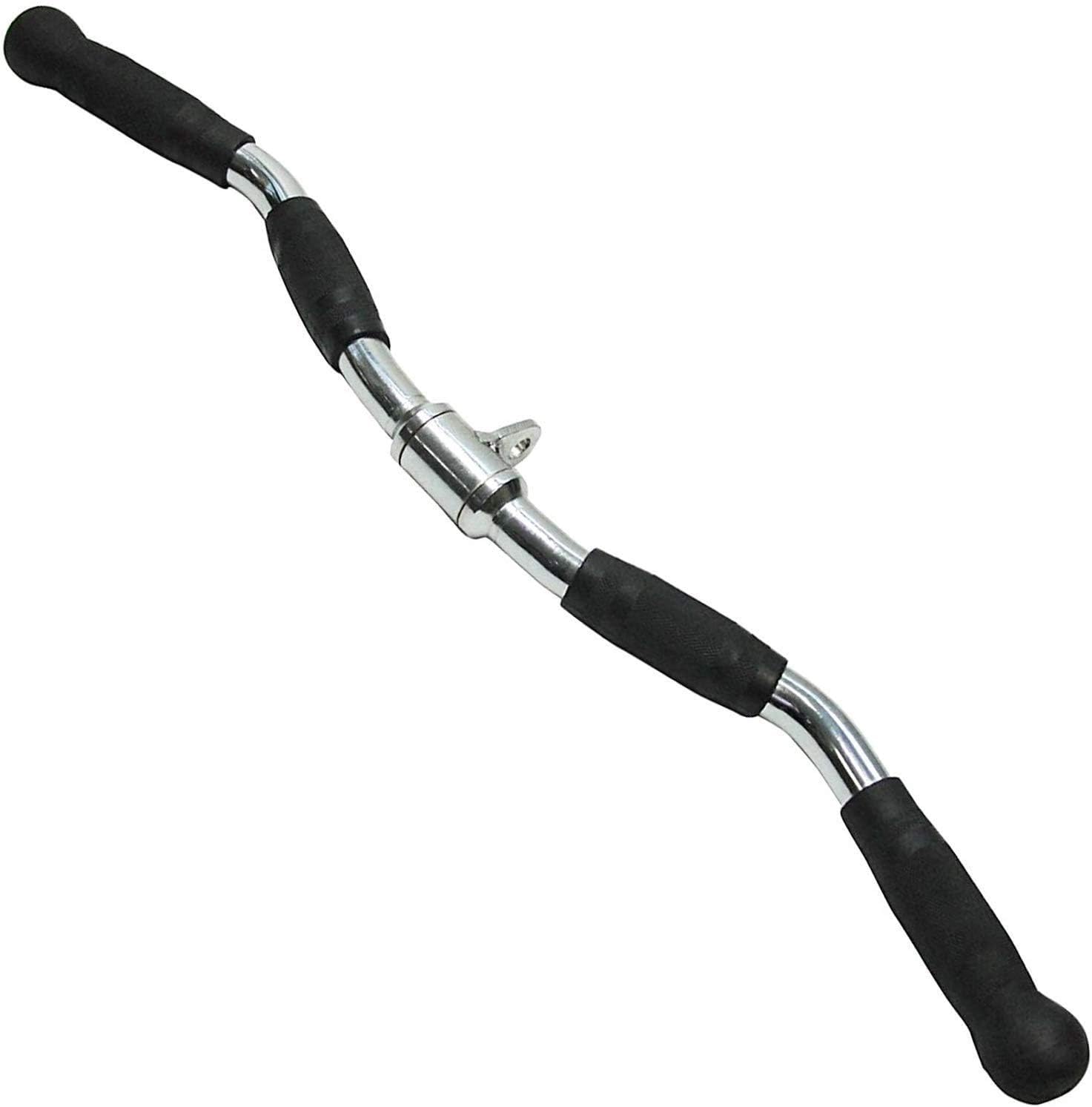 Max Strength Barbel Machine Cable Attachment Pro Grip Revolving Non Slip Handle Bar Pro Grip Revolving pull down Lat Bar-Silver, for Bicep Tricep