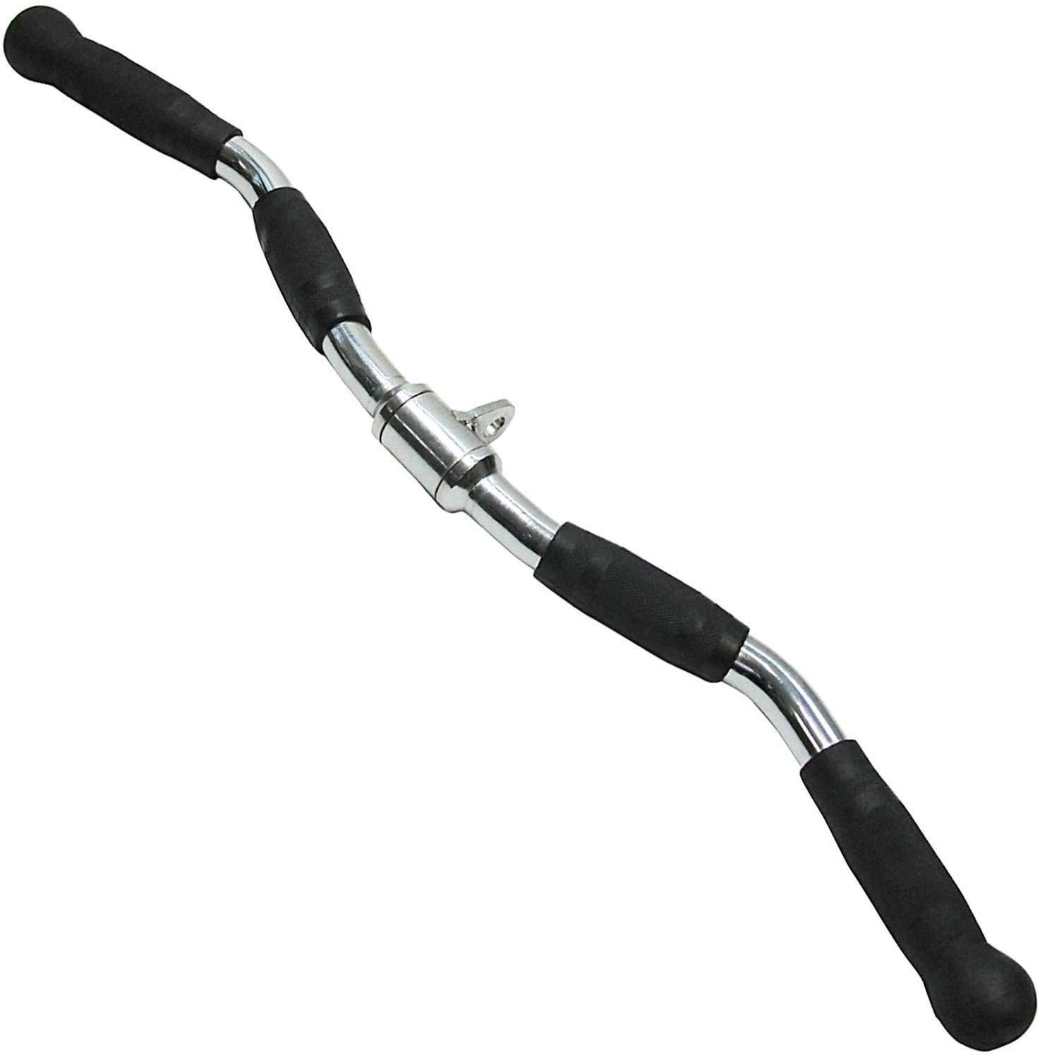 Max Strength Barbel Machine Cable Attachment Pro Grip Revolving Non Slip Handle Bar Pro Grip Revolving pull down Lat Bar-Silver, for Bicep Tricep