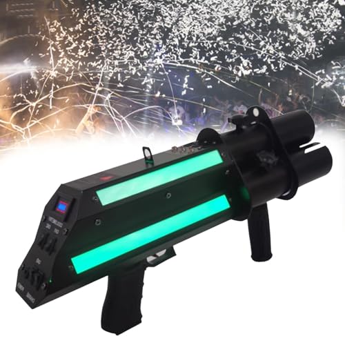 Zowdrix MáQuina Lanzadora De Confeti EléCtrica, Pistola Lanzadora De Confeti 3 En 1 con Efectos Led. Botones De Control Independientes para Crear Un Ambiente Festivo Stripshaped