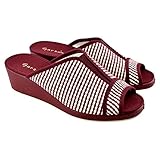  Garzón - Zapatillas de casa con cuña y elástico Central 951575 Lona Mujer Color: Burdeos Talla: 39