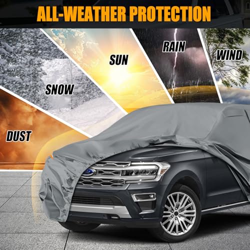 Image of Waterproof Premium Car Covers Replace for 2007-2025 Ford Expedition /Lincoln Navigator SWB, 10 Layers Heavy Duty All Weather Car Cover with Zipper Door, Windproof Bands for Snow Rain Dust Protection