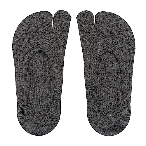 Calcetines de punta dividida para mujer, para verano, diseño invisible para mocasines y tenis, gris oscuro, Talla única