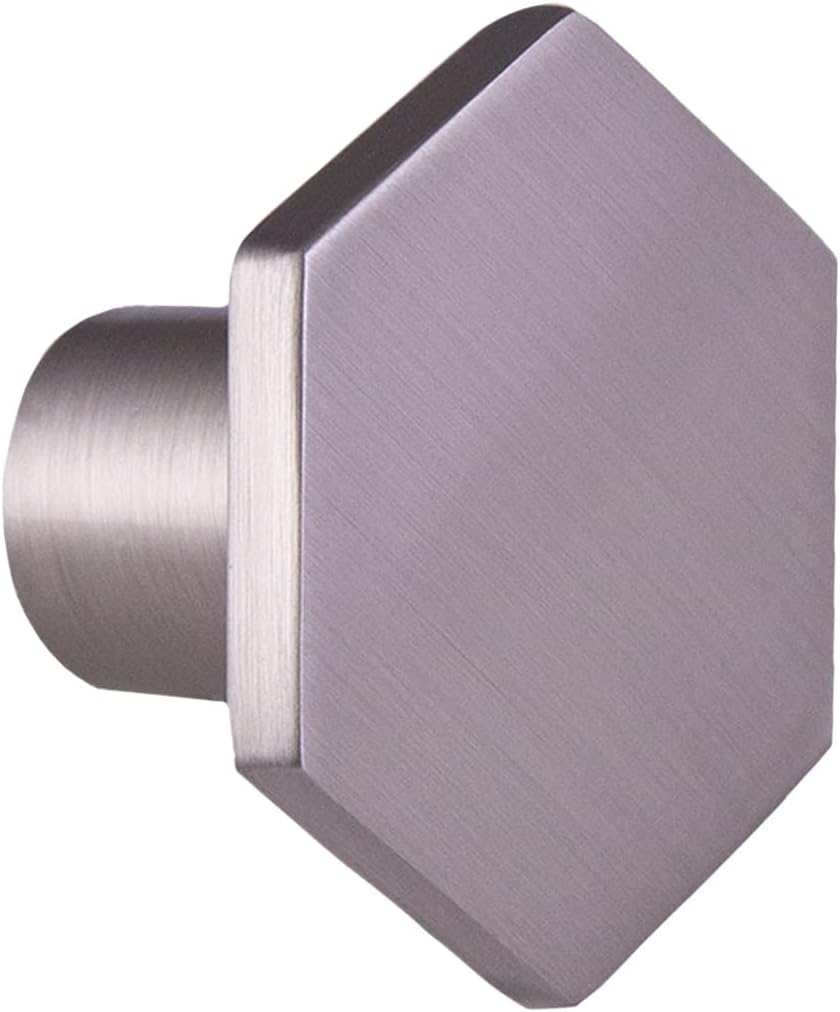 Design House 206599-SN Solid Hexagon Cabinet Knob, Satin Nickel, 10-Pack