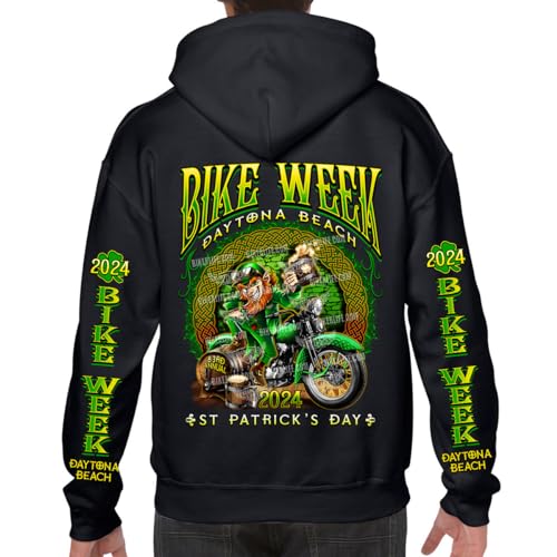 Biker Life Clothing 2024 Bike Week Daytona Beach St. Paddy's Celtic Leprechaun Pullover Hoodie