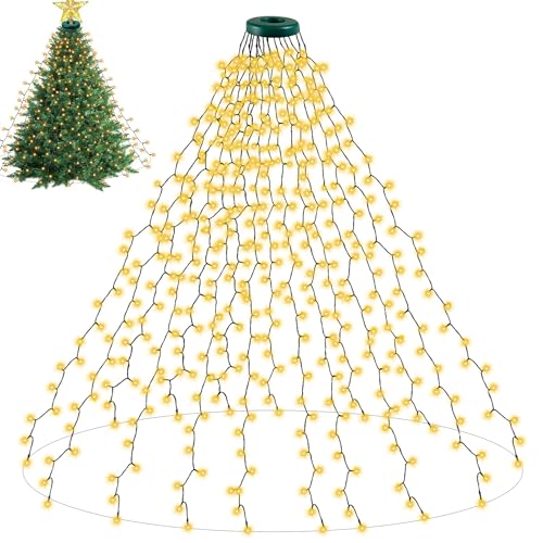 Rintea Lichterkette Weihnachtsbaum, 2M 400 LED, Wasserdicht, 8 Modi...