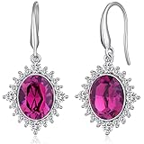 Pendientes mujer plata de cristal P¨²rpura Pendientes muejr colgante plata Pendientes de gota de oro blanco