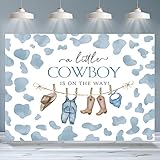 Picture of Rsuuinu Cowboy Baby Shower Backdrop for Boy Blue Little Cowboy is On The Way Photography Background Wild West Western Rodeo Cow Country Baby Shower Party Decorations Banner Photo Booth Props 7x5ft