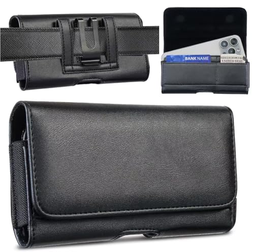 Cell Phone Holster Holder Belt Clip Case Pouch Compatible with Samsung Galaxy A16 5G, A15 5G, A35 A25, S25 Ultra, S25 Plus, S23 Fe, Motorola G85 5G G14 G54 G84, G Stylus 5G 2024 (Black, Large)