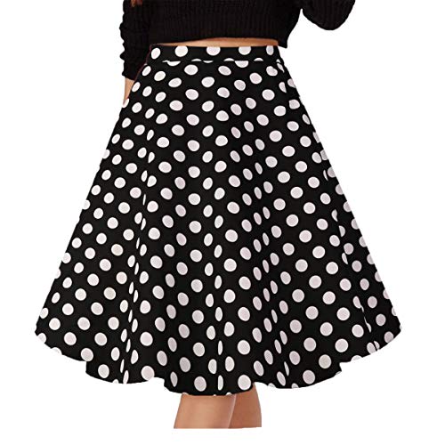 Musever Women's Pleated Vintage Skirts Floral Print Casual Midi Skirt Style 4 S