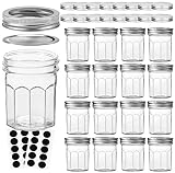 VERONES Mason Jars Canning Jars, 6 OZ Pudding Jelly Jars With Regular Lids and Bands, Ideal for Jam,