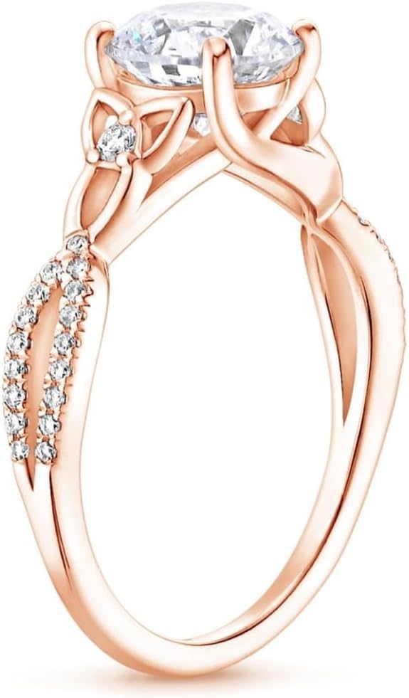 IGI Certified Lab Grown 1 CT-3 CT Heart Diamond Ring 10K 14K 18K Gold Celtic Knot Lab Created Accented Wedding Bridal Set Ring Gift for Women(E/F Color, Excellent Cut, VS1/VVS2 Clarity)
