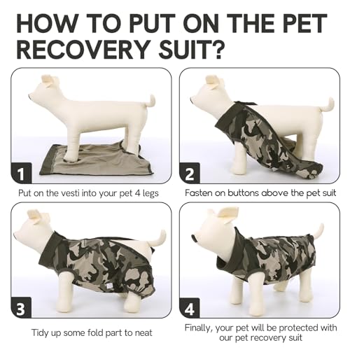 Image of SAWMONG Recovery Suit for Dogs Female Male, Breathable Dog Onesie After Surgery Spay Neuter, Professional Dog Surgical Suit, Substitute Pet E-Collar Cone, Camouflage, X-Small