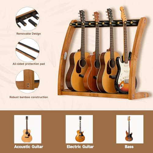 Support de guitare en bois de bambou pour studio et maison