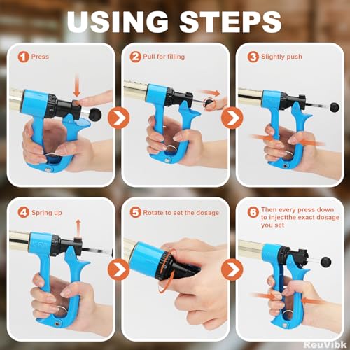 Image of 50ml Semi-Auto Repeating Livestock Syringe Gun, 5 Dose Settings | Ergonomic Grip, Clear Barrel & Luer Lock, Vet Injector for Cattle, Horses, Goats, Sheep & Pigs