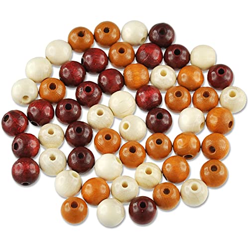 German Beech Wood Beads · 7 Sizes and 22 Colors Available · Round Wooden Beads for DIY Crafts, Jewelry Making, macramé (Natural Tones, 10mm (3/8 inch) · 112 Pcs)
