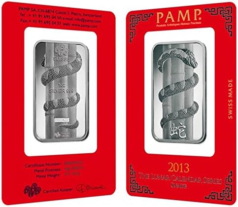 1 oz PAMP Suisse Year of the Snake Silver Bar (In Assay)