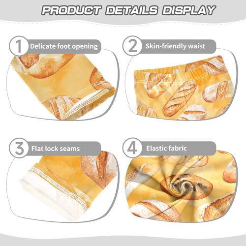 Baguette Loaf Girls Leggings,Workout Leggings for Girls Toddler Athletic Legging Size for 3-10T3