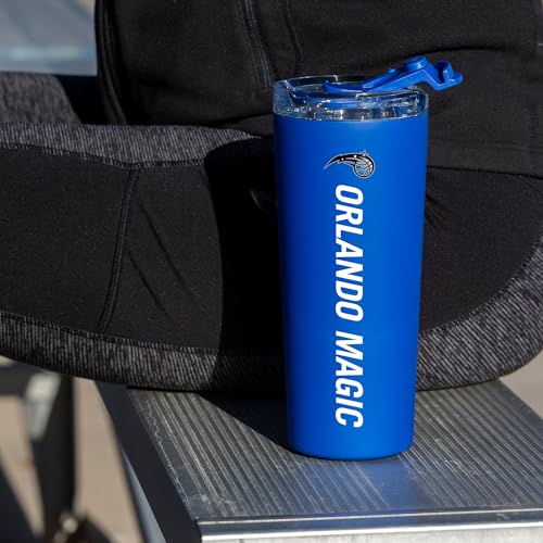 Image of Rico Industries NBA Basketball Orlando Magic Royal Blue 24oz Stainless Steel Tumbler with Lid and Dual Functioning Lid