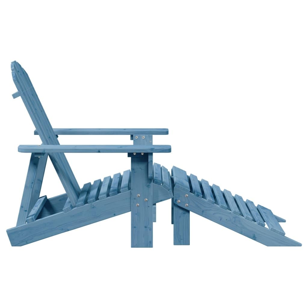 vidaXL Silla Adirondack con otomana Madera Maciza de Abeto Azul
