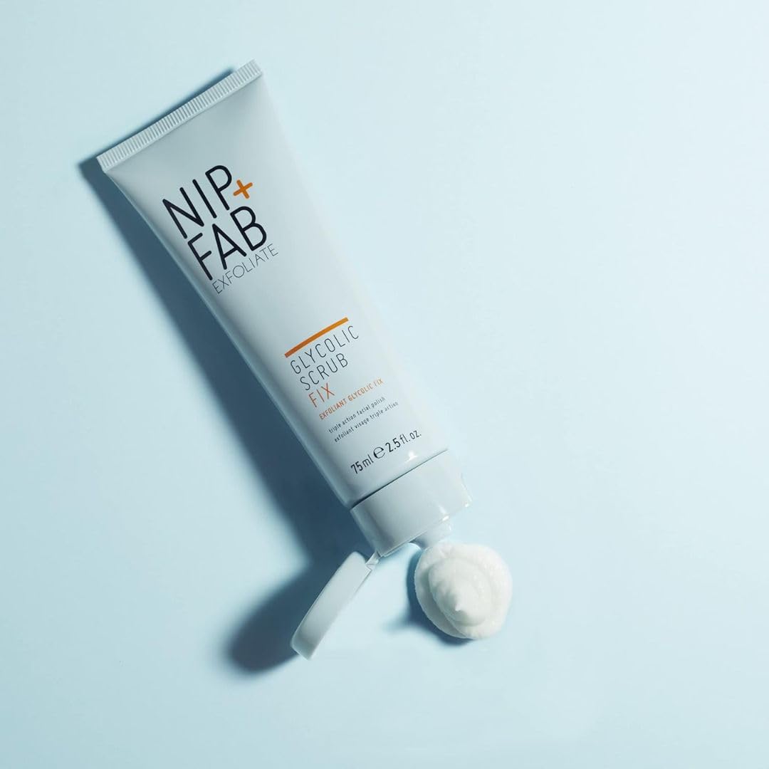 Nip+Fab Glycolic Fix Scrub | Peeling à l'Acide Glycolique | Avec Acide Salicylique | Aha/Bha Nettoyant Exfoliant Pour Le Visage, Polissant Pour Affiner Les Pores, Éclaircissant La Peau | 75 ml