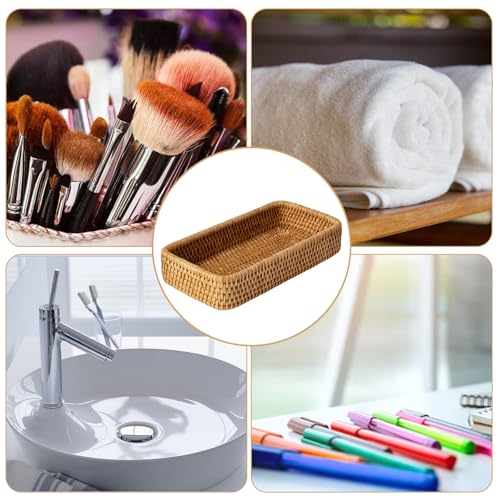 Rattan Tray, Key Bowl for Hallways, Entryway Decorative Basket, Key Tray, Key Dish, Organiser for Keys, Perfume, Candles, Coffee Table Decor, Bathroom Countertop Storage, Candle, Ornament - Image 6