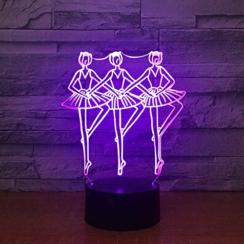 HTDAK Veilleuse danseuse 3D pour Enfants, Cadeau de Noël, Lampe LED Illusion avec 16 Couleurs Changeantes et Télécommande, Cadeau d'anniversaire, Enfants Chambre Décor Cover