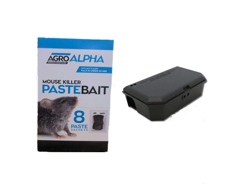 Agro Rodent Mouse Bait Professional Poison Block Alphachloralose Sachets controls mice in minutes