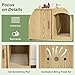 WINWY Cat Litter Box Enclosure Furniture, Fluted Hidden Litter Box Furniture with Scratching Pad, Large Wood Cat House Indoor Modern Cabinet Side End Table for Living Room, Entryway, Natural