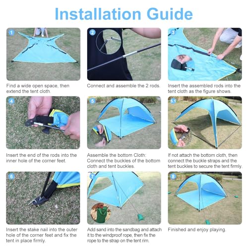Carpa impermeable para playa, 4-6 personas, 3 puertas miniatura 6