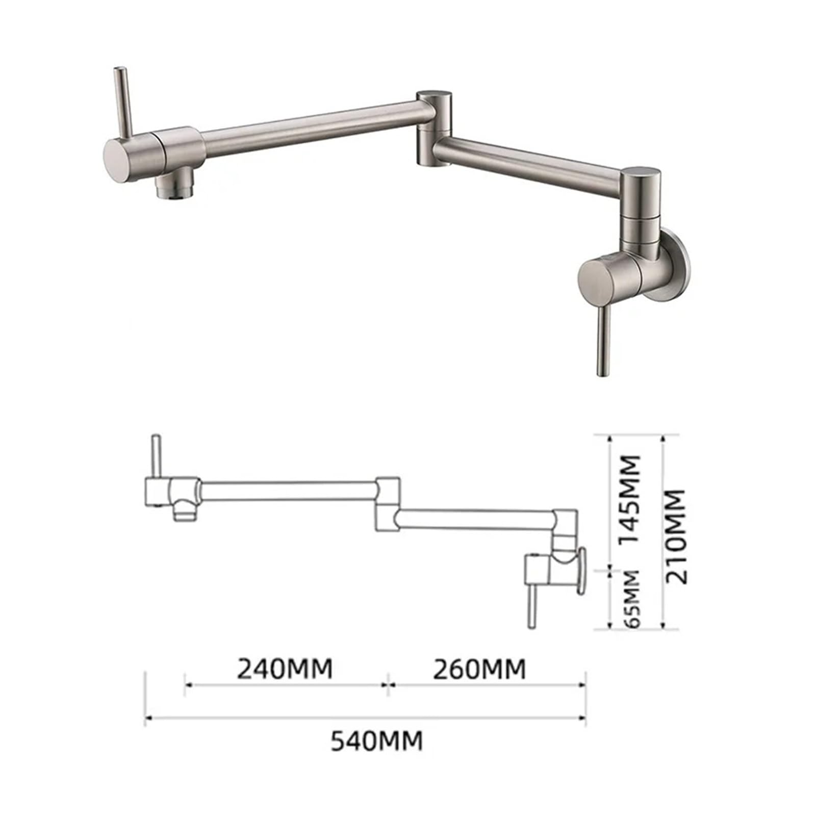 Grifos mezcladores para Fregadero Grifo de Cobre hervidor Cocina Plegable Pared un Solo Agua fría Boquilla giratoria la mayoría los escenarios (Dorado Brillante B)