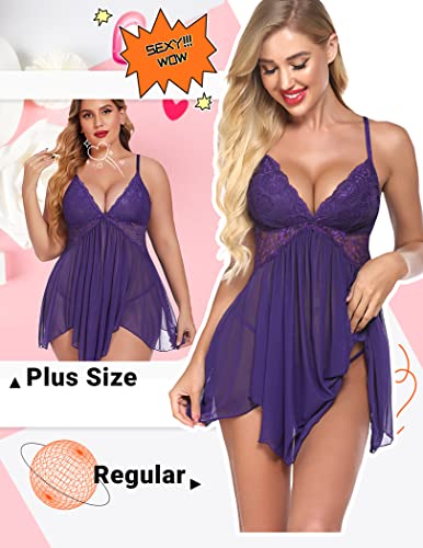 Image of Avidlove Women Lingerie Lace Babydoll V Neck Sexy Sleepwear Strap Chemise
