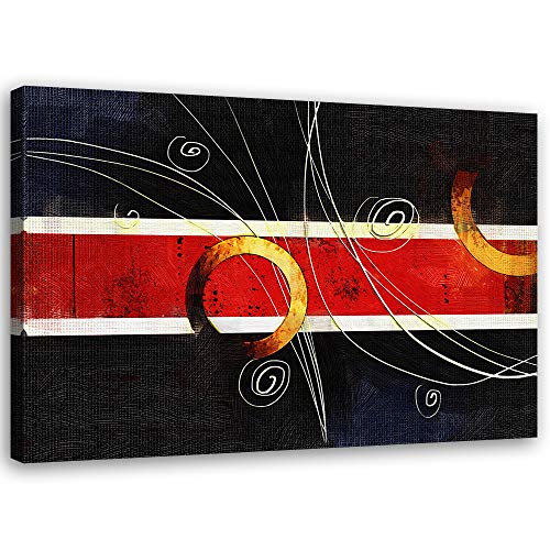 Tableau abstrait sur toile Feeby rouge grand format 100x70 cm moderne